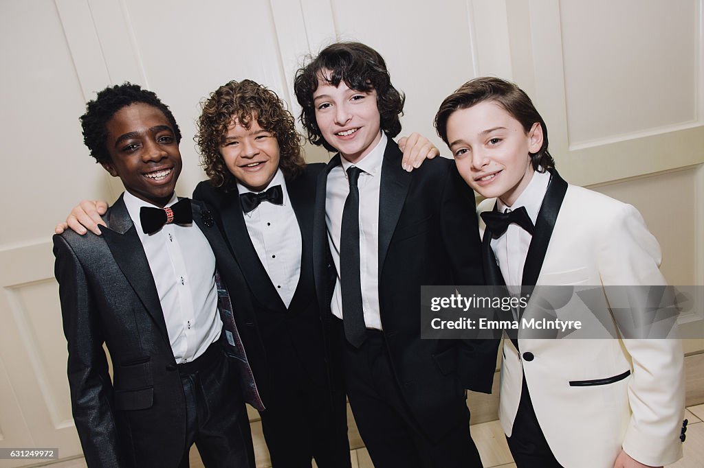 Finn Wolfhard, Caleb McLaughlin and Noah Schnapp Prepare For The 74th Annual Golden Globe Awards