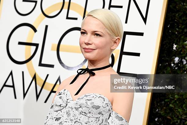 74th ANNUAL GOLDEN GLOBE AWARDS -- Pictured: Actress Michelle Williams arrives to the 74th Annual Golden Globe Awards held at the Beverly Hilton...