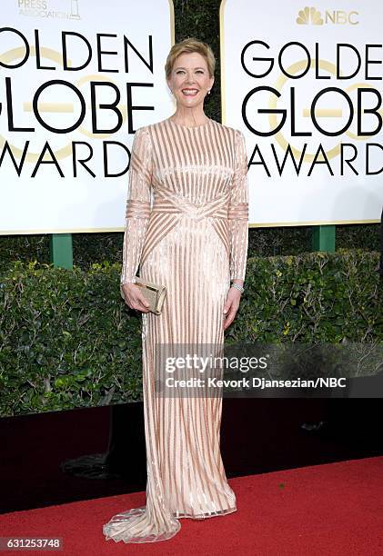 74th ANNUAL GOLDEN GLOBE AWARDS -- Pictured: Actress Annette Bening arrives to the 74th Annual Golden Globe Awards held at the Beverly Hilton Hotel...