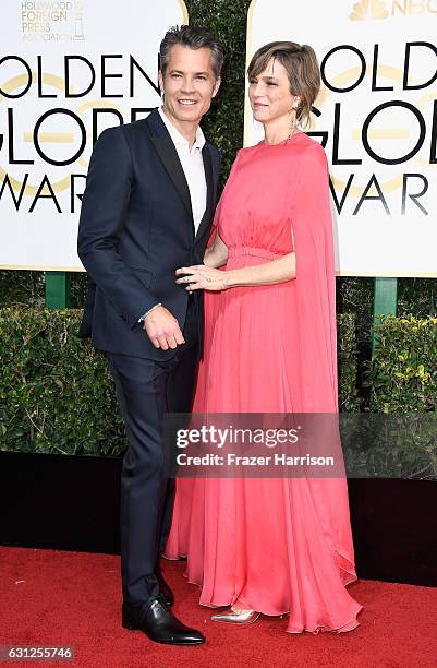 Actor Timothy Olyphant and Alexis Knief attend the 74th Annual Golden Globe Awards at The Beverly Hilton Hotel on January 8, 2017 in Beverly Hills,...