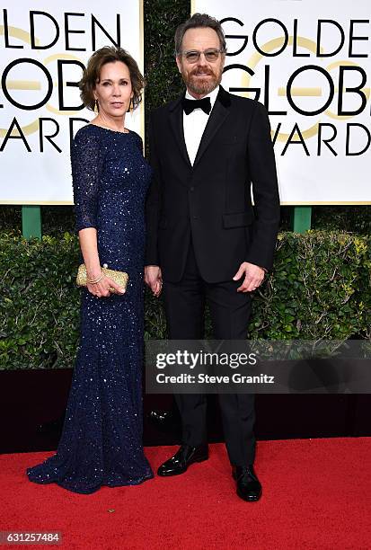 Actors Robin Dearden and Bryan Cranston attend the 74th Annual Golden Globe Awards at The Beverly Hilton Hotel on January 8, 2017 in Beverly Hills,...