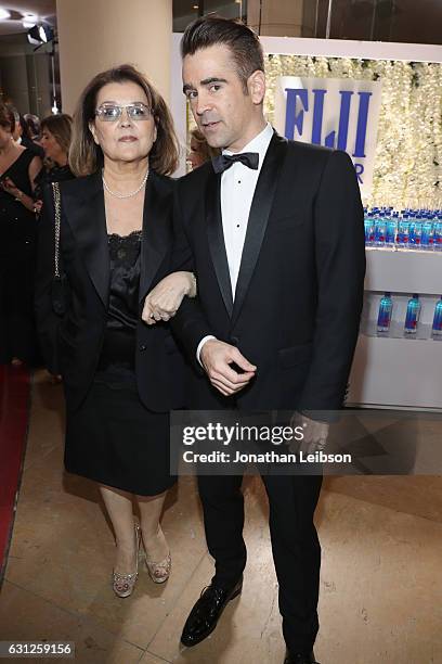 Rita Farrell and actor Colin Farrell at the 74th annual Golden Globe Awards sponsored by FIJI Water at The Beverly Hilton Hotel on January 8, 2017 in...