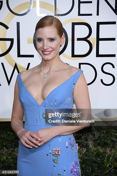 Jessica Chastain attends the 74th Annual Golden Globe Awards at The Beverly Hilton Hotel on January 8, 2017 in Beverly Hills, California.