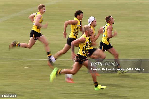 Brandon Ellis runs during a Richmond Tigers AFL training session at ME Bank Centre on January 9, 2017 in Melbourne, Australia.