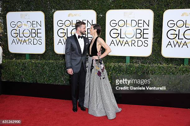 Justin Timberlake and Jessica Biel attend the 74th Annual Golden Globe Awards at The Beverly Hilton Hotel on January 8, 2017 in Beverly Hills,...