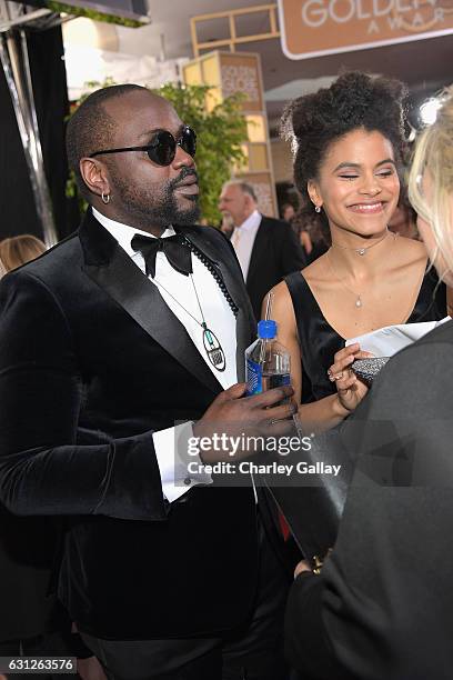 Actor Brian Tyree Henry and actress Zazie Beetz at the 74th annual Golden Globe Awards sponsored by FIJI Water at The Beverly Hilton Hotel on January...