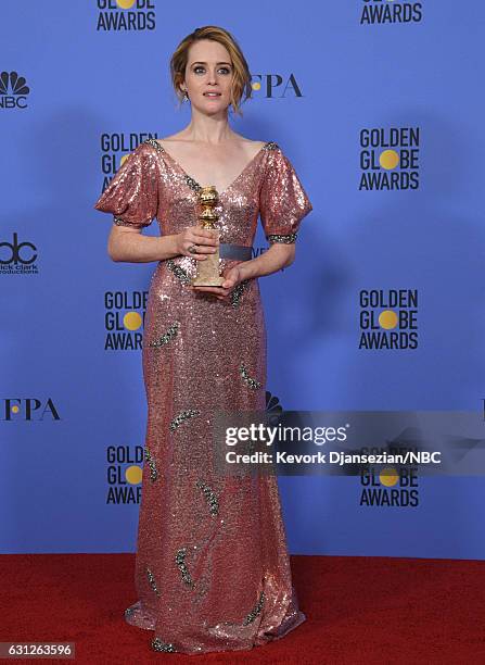 74th ANNUAL GOLDEN GLOBE AWARDS -- Pictured: Actress Claire Foy, winner of the Best Performance by an Actress in a Television Series  Drama for 'The...