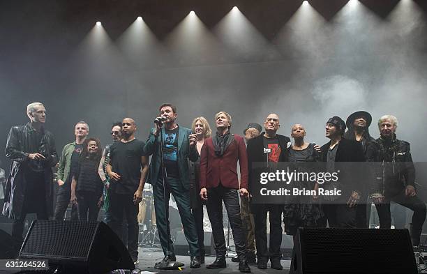 The Performers close the show at a special concert Celebrating David Bowie With Gary Oldman & Friends on what wold have been Bowie's 70th birthday at...