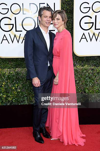Actor Timothy Olyphant and Alexis Knief attend the 74th Annual Golden Globe Awards at The Beverly Hilton Hotel on January 8, 2017 in Beverly Hills,...