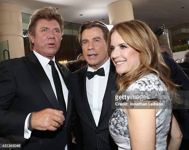 Actors John Travolta and Kelly Preston at the 74th annual Golden Globe Awards sponsored by FIJI Water at The Beverly Hilton Hotel on January 8, 2017...