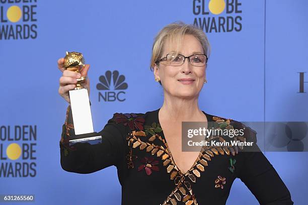 Actress Meryl Streep, recipient of the Cecil B. DeMille Award, poses in the press room during the 74th Annual Golden Globe Awards at The Beverly...