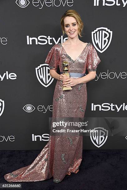 Actress Claire Foy, winner of the Best Performance by an Actress in a Television Series -? Drama for 'The Crown,' attends the 18th Annual Post-Golden...