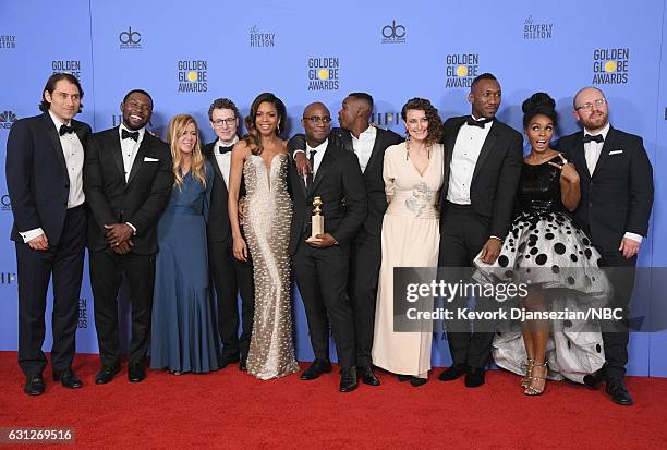 74th ANNUAL GOLDEN GLOBE AWARDS -- Pictured: Jeremy Kleiner, Trevante Rhodes, Dede Gardner, Nicholas Britell, Naomie Harris, Barry Jenkins, Ashton...