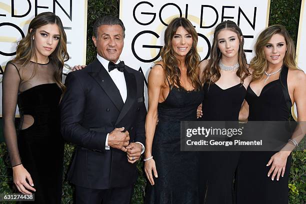 Miss Golden Globe 2017 Scarlet Stallone, actress Jennifer Flavin, actor Sylvester Stallone, Miss Golden Globe 2017 Scarlet Stallone and Miss Golden...