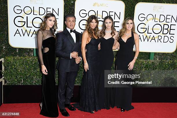 Miss Golden Globe 2017 Scarlet Stallone, actress Jennifer Flavin, actor Sylvester Stallone, Miss Golden Globe 2017 Scarlet Stallone and Miss Golden...