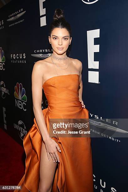 Model Kendall Jenner attends the Universal, NBC, Focus Features, E! Entertainment Golden Globes after party sponsored by Chrysler on January 8, 2017...