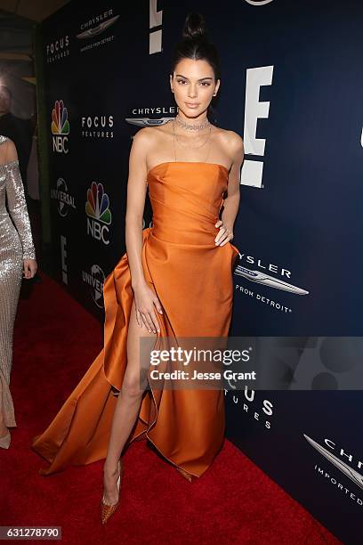 Model Kendall Jenner attends the Universal, NBC, Focus Features, E! Entertainment Golden Globes after party sponsored by Chrysler on January 8, 2017...