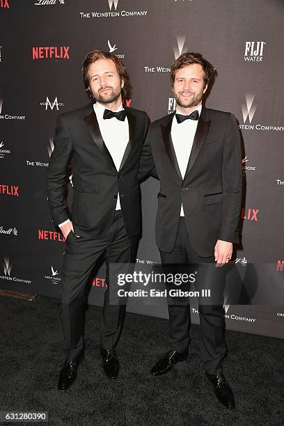 Producers Matt Duffer and Ross Duffer attend The Weinstein Company and Netflix Golden Globe Party, presented with FIJI Water, Grey Goose Vodka, Lindt...