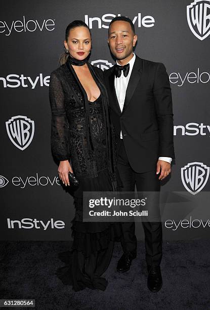 Model Chrissy Teigen and recording artist John Legend attend The 2017 InStyle and Warner Bros. 73rd Annual Golden Globe Awards Post-Party at The...