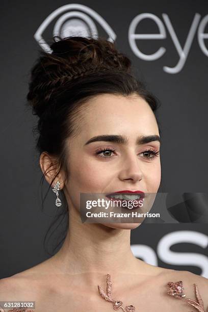 Lily Collins attends the 18th Annual Post-Golden Globes Party hosted by Warner Bros. Pictures and InStyle at The Beverly Hilton Hotel on January 8,...