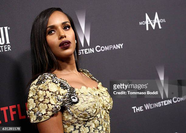 Actress Kerry Washington attends The Weinstein Company and Netflix Golden Globe Party, presented with FIJI Water, Grey Goose Vodka, Lindt Chocolate,...