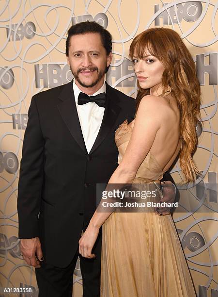 Actor Clifton Collins Jr. And Francesca Eastwood attends HBO's Official Golden Globe Awards After Party at Circa 55 Restaurant on January 8, 2017 in...