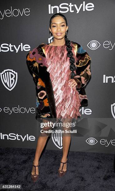 Actress Yara Shahidi attends The 2017 InStyle and Warner Bros. 73rd Annual Golden Globe Awards Post-Party at The Beverly Hilton Hotel on January 8,...
