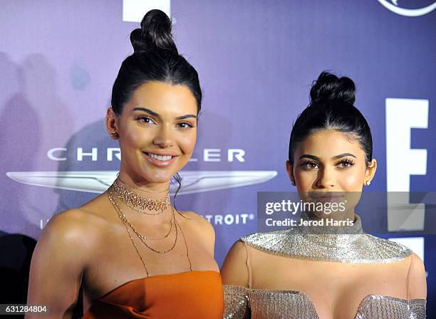 Kendall Jenner and Kylie Jenner arrive at NBCUniversal's 74th Annual Golden Globes After Party at The Beverly Hilton Hotel on January 8, 2017 in...