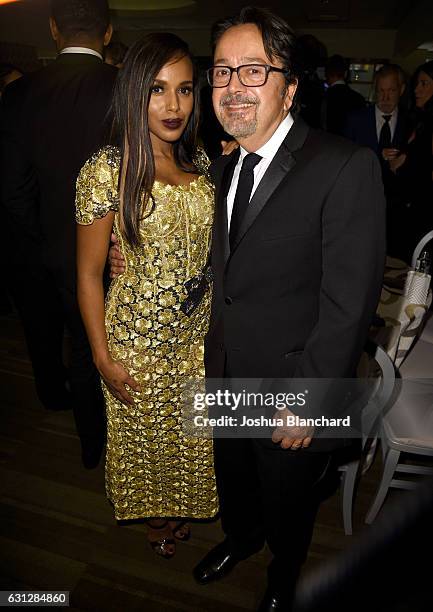 Actress Kerry Washington and President of HBO Films Len Amato attend HBO's Official Golden Globe Awards After Party at Circa 55 Restaurant on January...