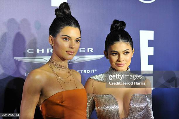 Kendall Jenner and Kylie Jenner arrive at NBCUniversal's 74th Annual Golden Globes After Party at The Beverly Hilton Hotel on January 8, 2017 in...