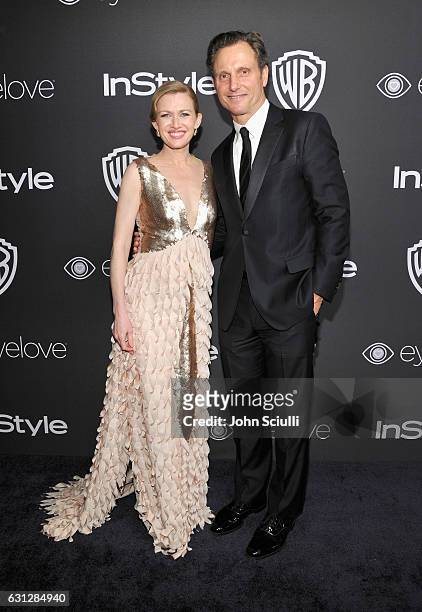 Actors Mireille Enos and Tony Goldwyn attend The 2017 InStyle and Warner Bros. 73rd Annual Golden Globe Awards Post-Party at The Beverly Hilton Hotel...