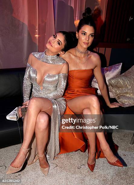 74th ANNUAL GOLDEN GLOBE AWARDS -- Pictured: Models Kylie Jenner and Kendall Jenner pose during the Universal, NBC, Focus Features, E! Entertainment...