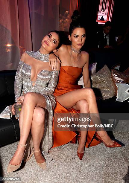 74th ANNUAL GOLDEN GLOBE AWARDS -- Pictured: Models Kylie Jenner and Kendall Jenner pose during the Universal, NBC, Focus Features, E! Entertainment...