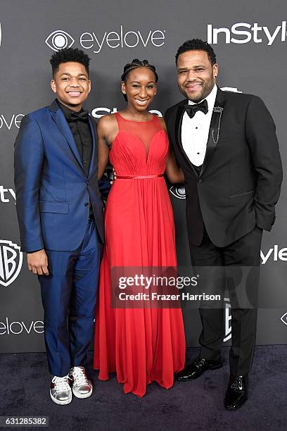 Actor Anthony Anderson with Nathan Anderson and Kyra Anderson attend the 18th Annual Post-Golden Globes Party hosted by Warner Bros. Pictures and...