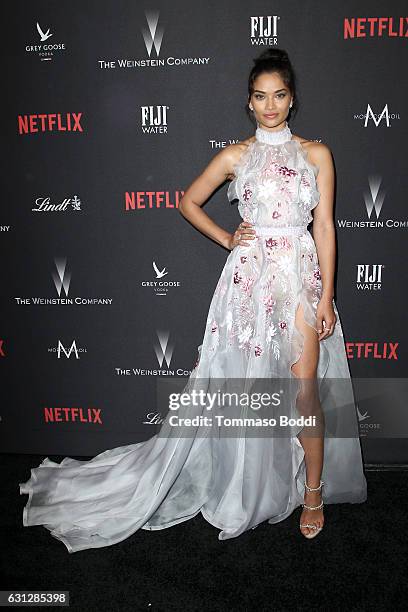 Model Shanina Shaik attends The Weinstein Company and Netflix Golden Globe Party, presented with FIJI Water, Grey Goose Vodka, Lindt Chocolate, and...