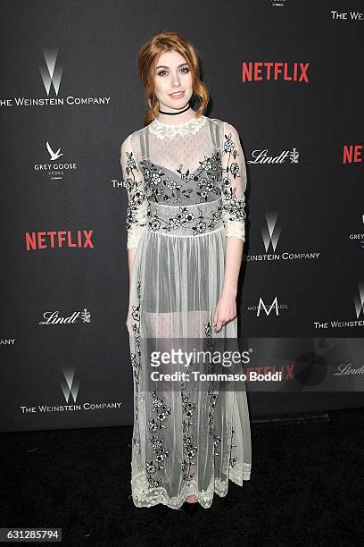 Katherine McNamara attends The Weinstein Company and Netflix Golden Globe Party, presented with FIJI Water, Grey Goose Vodka, Lindt Chocolate, and...