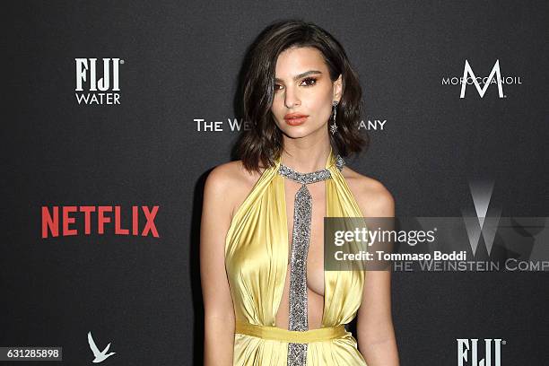 Emily Ratajkowski attends The Weinstein Company and Netflix Golden Globe Party, presented with FIJI Water, Grey Goose Vodka, Lindt Chocolate, and...