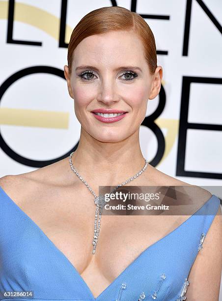 Jessica Chastain arrives at the 74th Annual Golden Globe Awards at The Beverly Hilton Hotel on January 8, 2017 in Beverly Hills, California.