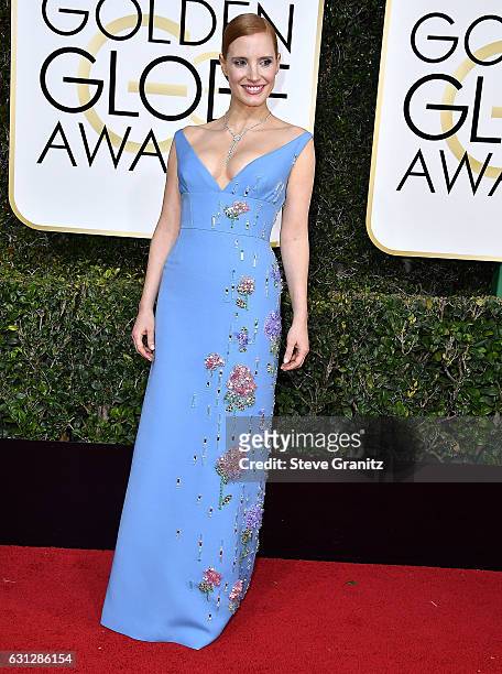 Jessica Chastain arrives at the 74th Annual Golden Globe Awards at The Beverly Hilton Hotel on January 8, 2017 in Beverly Hills, California.