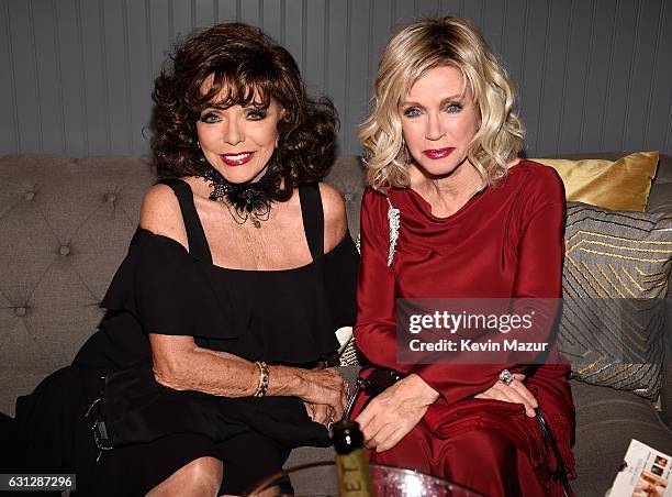 Actresses Joan Collins and Donna Mills attend The Weinstein Company and Netflix Golden Globe Party, presented with FIJI Water, Grey Goose Vodka,...
