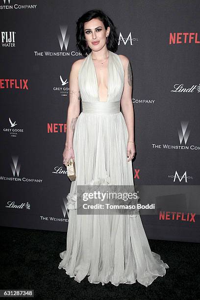 Actress Rumer Willis attends The Weinstein Company and Netflix Golden Globe Party, presented with FIJI Water, Grey Goose Vodka, Lindt Chocolate, and...