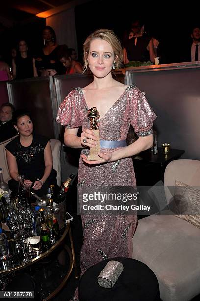 Actress Claire Foy at The Weinstein Company and Netflix Golden Globes Party presented with Landmark Vineyards at The Beverly Hilton Hotel on January...