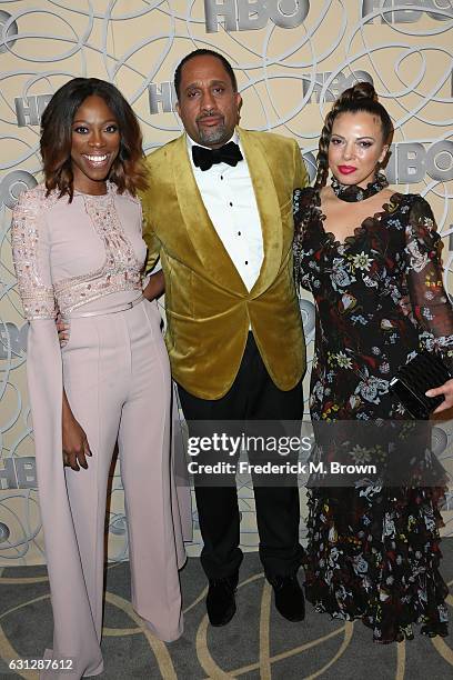 Actress Yvonne Orji, producer Kenya Barris and Dr. Rainbow Edwards-Barris attends HBO's Official Golden Globe Awards After Party at Circa 55...