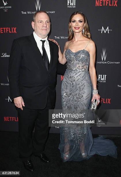 Producer Harvey Weinstein and fashion designer Georgina Chapman attend The Weinstein Company and Netflix Golden Globe Party, presented with FIJI...
