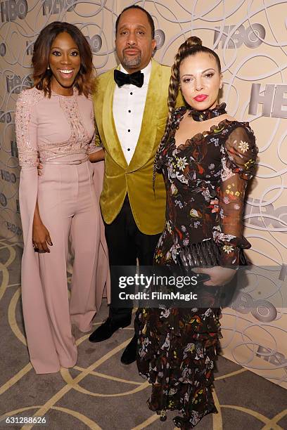 Actress Yvonne Orji, producer Kenya Barris and Dr. Rainbow Edwards-Barris attend HBO's Official Golden Globe Awards After Party at Circa 55...