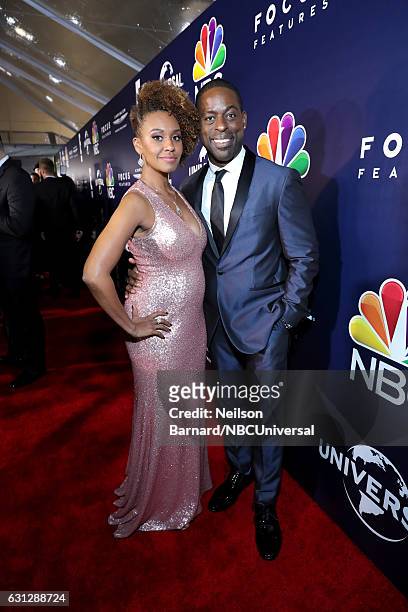 74th ANNUAL GOLDEN GLOBE AWARDS -- Pictured: Actors Ryan Michelle Bathe and Sterling K. Brown pose during the Universal, NBC, Focus Features, E!...
