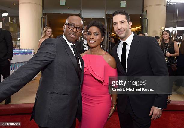Actors Courtney B. Vance, Angela Bassett, and David Schwimmer attend the 74th Annual Golden Globe Awards at The Beverly Hilton Hotel on January 8,...