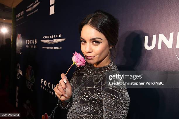 74th ANNUAL GOLDEN GLOBE AWARDS -- Pictured: Actress Vanessa Hudgens poses during the Universal, NBC, Focus Features, E! Entertainment Golden Globes...