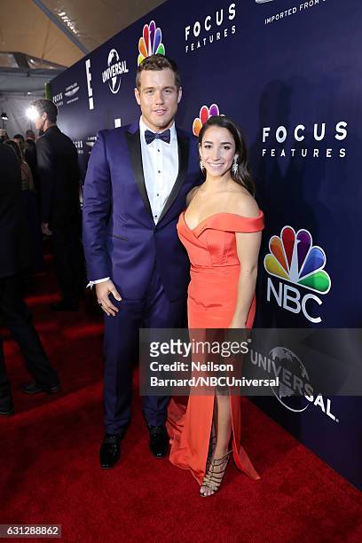 74th ANNUAL GOLDEN GLOBE AWARDS -- Pictured: NFL player Colton Underwood and Olympic gymnast Aly Raisman pose during the Universal, NBC, Focus...