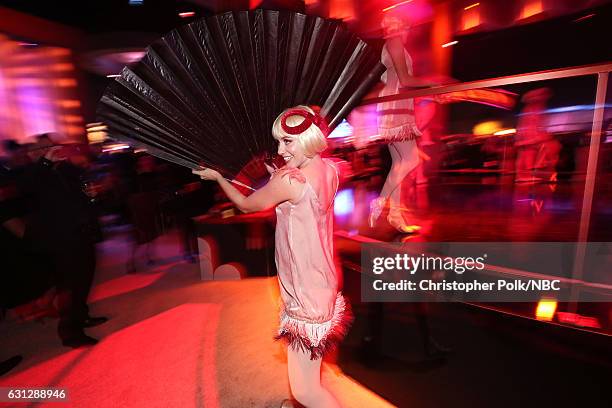 74th ANNUAL GOLDEN GLOBE AWARDS -- Pictured: Dancer poses during the Universal, NBC, Focus Features, E! Entertainment Golden Globes After Party...